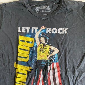 Oversized Bon Jovi Band Tee  Worn and Ripped Look (L)